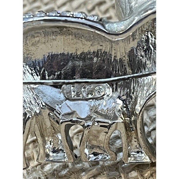 Vintage Enameled Rhinestone Silver Tone Elephant Lucky Truck Up Brooch Pin - Picture 7 of 9